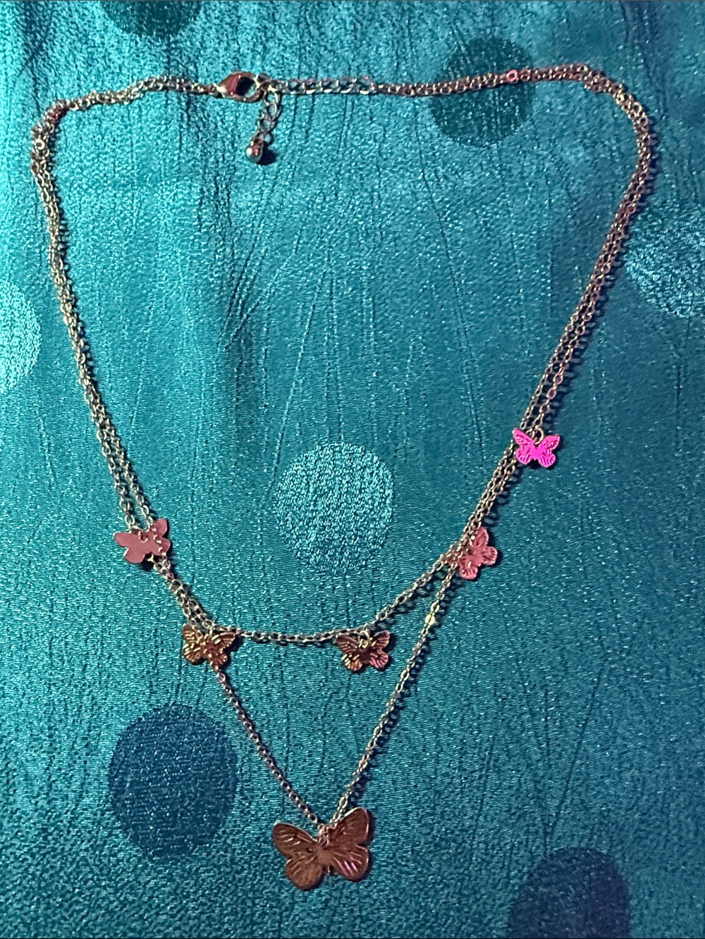 Layered Butterfly Necklace - Pink and Gold Women’s Jewelry